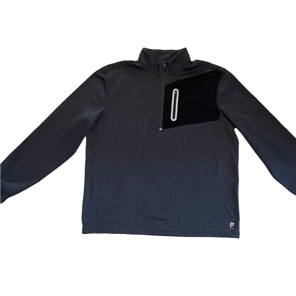 Fila Sport 1/4 Zip Grey Black Hiking Layering Fall Long Sleeve Pullover  Sx XL